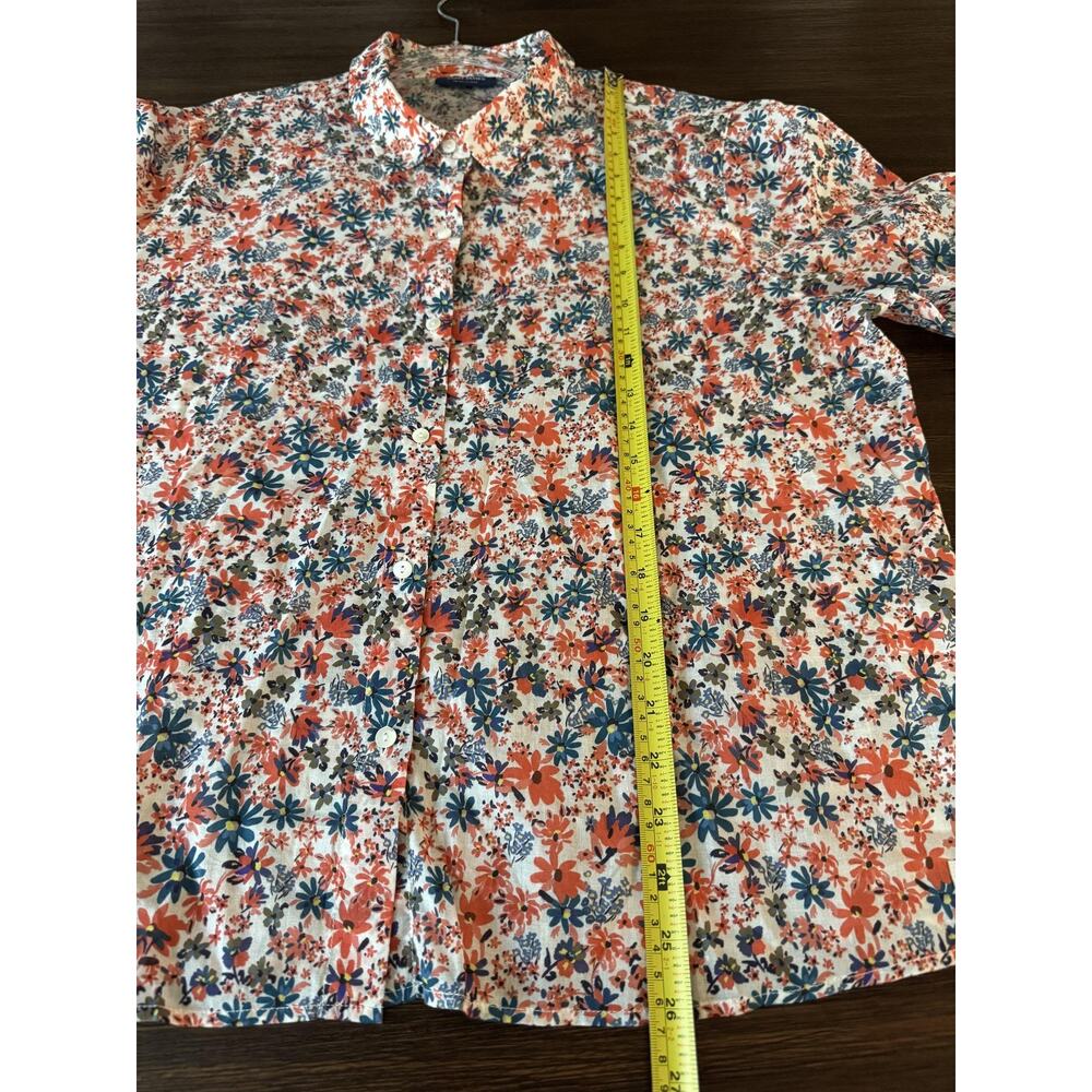 Saint James Top Shirt Womens M/L Floral Button Front Cotton Blousev - Picture 9 of 12